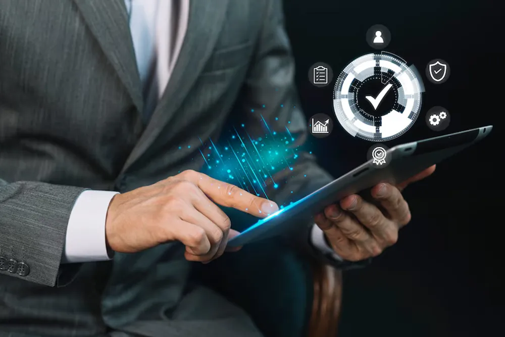 a man using a tablet